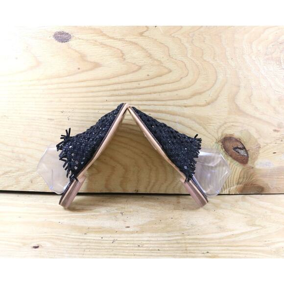 Free People Sandals 11 Black Mirage Woven 41 Mules Fringe Slides New - Picture 4 of 8